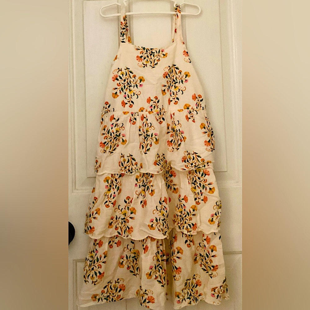 NWOT Girls beautiful white, orange & pink floral triple layered dress, bundle!